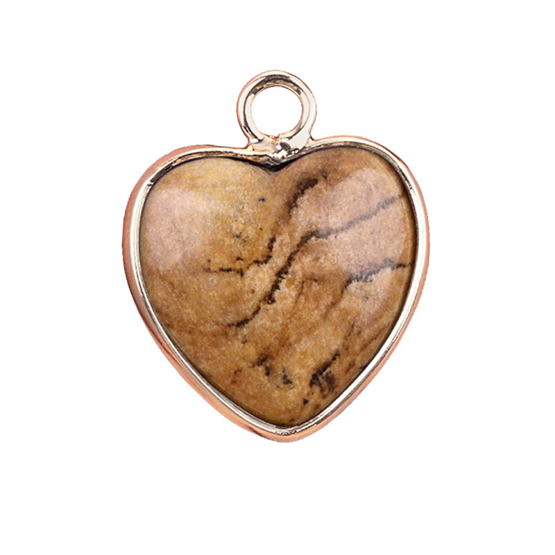 15MM Heart Gemstone Pendant Charms For Making Jewelry Earrings 1PCS