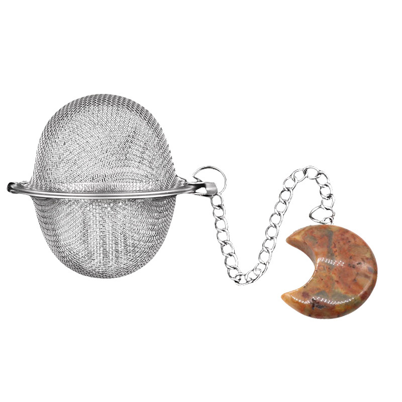 30MM Moon Gemstone Pendant Charms Stainless Steel Mesh Tea Ball