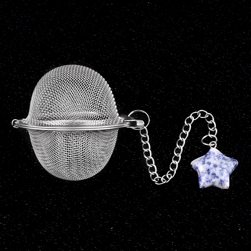 Howlite Turquoise 20MM Star Gemstone Pendant Charms Stainless Steel Mesh Tea Ball