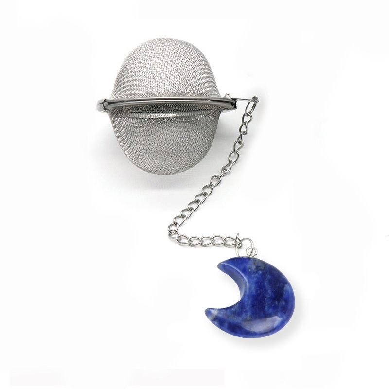 30MM Moon Gemstone Pendant Charms Stainless Steel Mesh Tea Ball