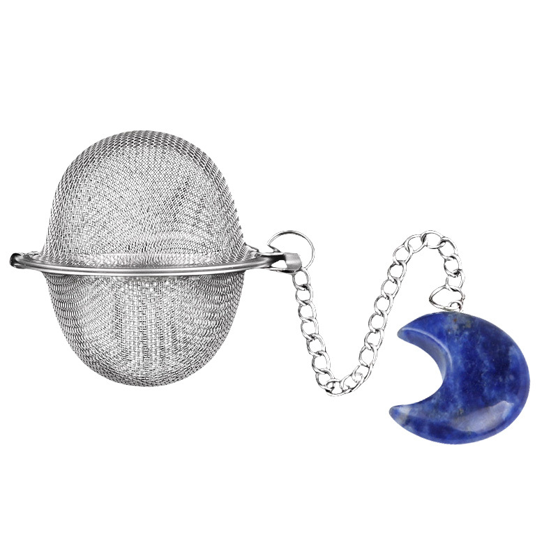 30MM Moon Gemstone Pendant Charms Stainless Steel Mesh Tea Ball