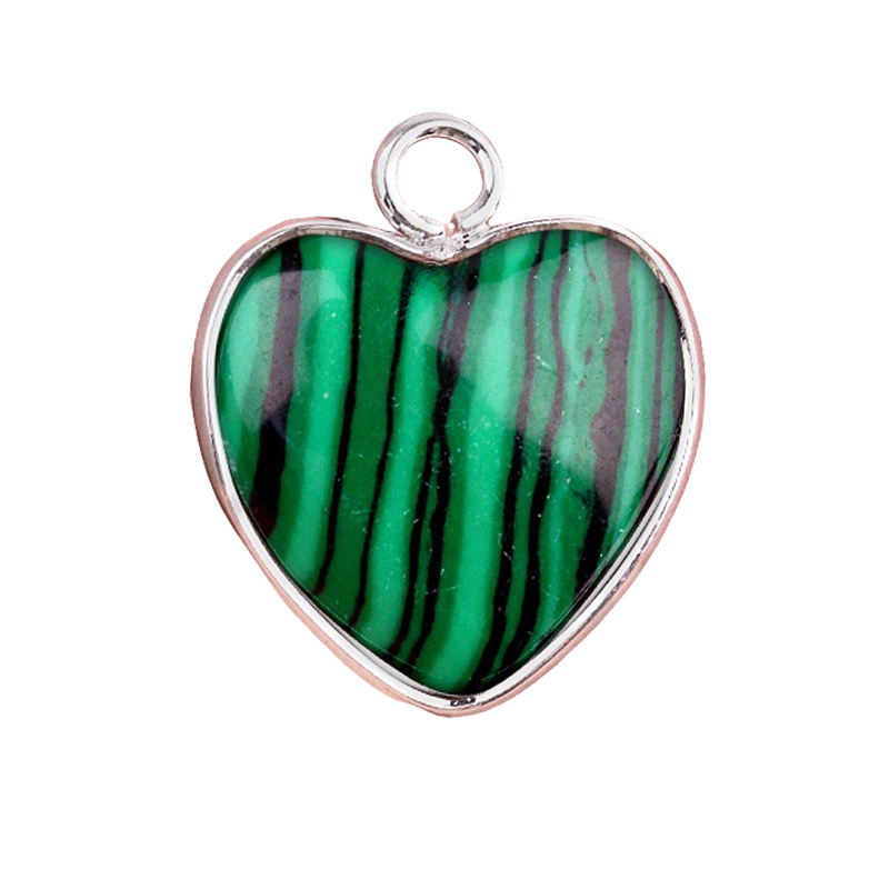 15MM Heart Gemstone Pendant Charms For Making Jewelry Earrings 1PCS