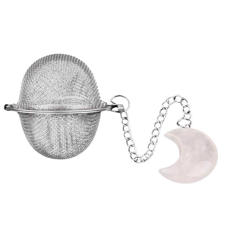 30MM Moon Gemstone Pendant Charms Stainless Steel Mesh Tea Ball
