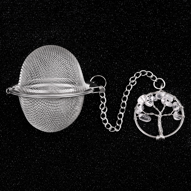 7 Chakra 30mm  Chip Gemstone Life of tree Pendant Charms Stainless Steel Mesh Tea Ball