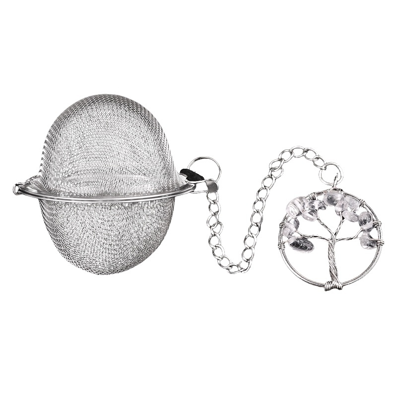 30mm  Chip Gemstone Life of tree Pendant Charms Stainless Steel Mesh Tea Ball