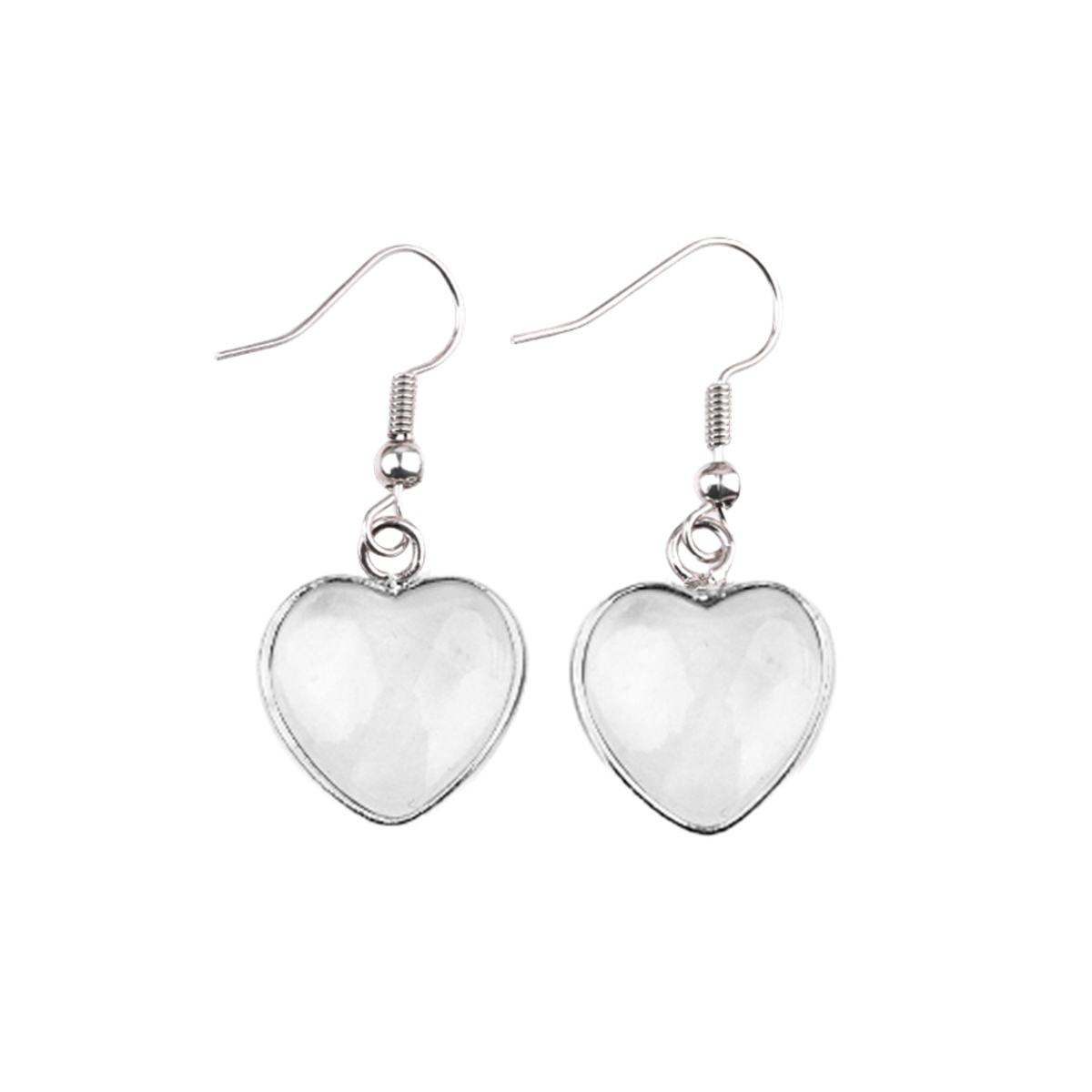 Silver 15MM Heart Gemstone Pendant Charms Drop Earrings for Women Girl