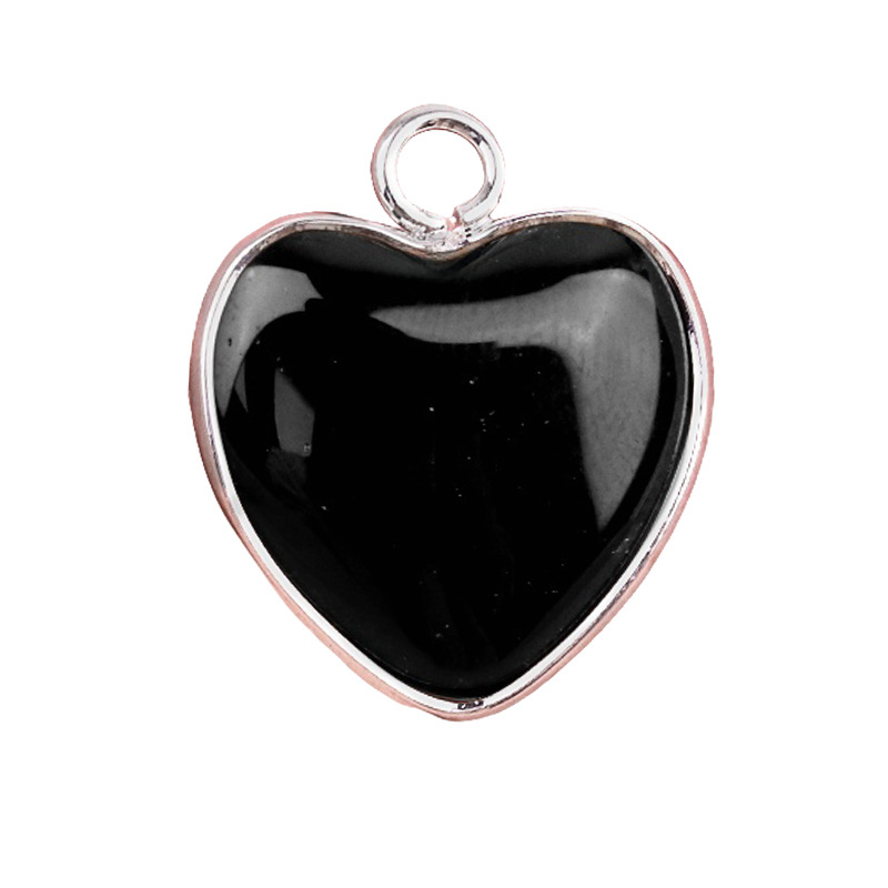 15MM Heart Gemstone Pendant Charms For Making Jewelry Earrings 1PCS
