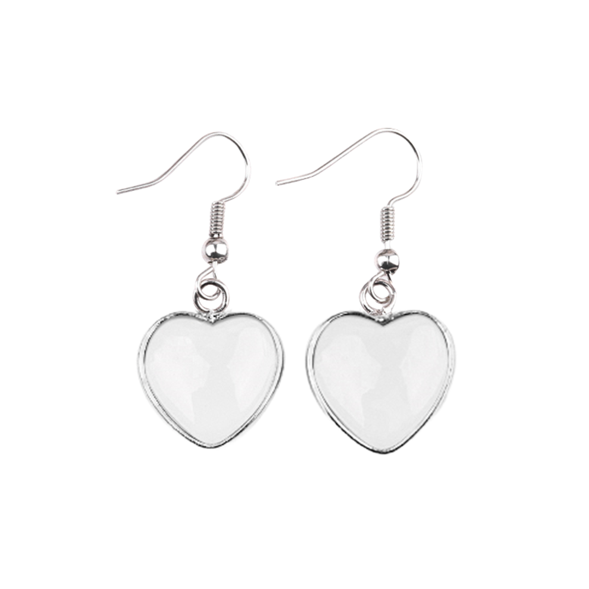 Silver 15MM Heart Gemstone Pendant Charms Drop Earrings for Women Girl