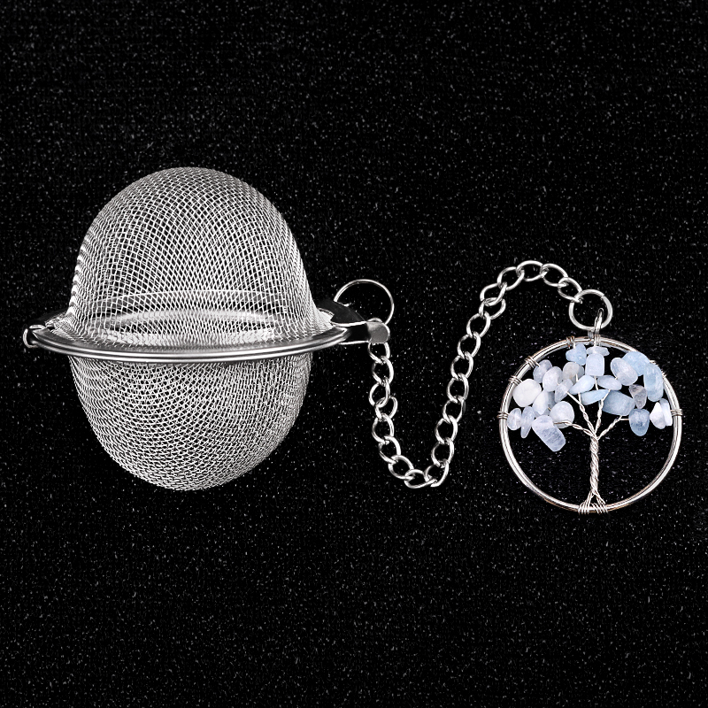 7 Chakra 30mm  Chip Gemstone Life of tree Pendant Charms Stainless Steel Mesh Tea Ball