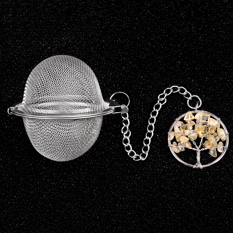 30mm  Chip Gemstone Life of tree Pendant Charms Stainless Steel Mesh Tea Ball