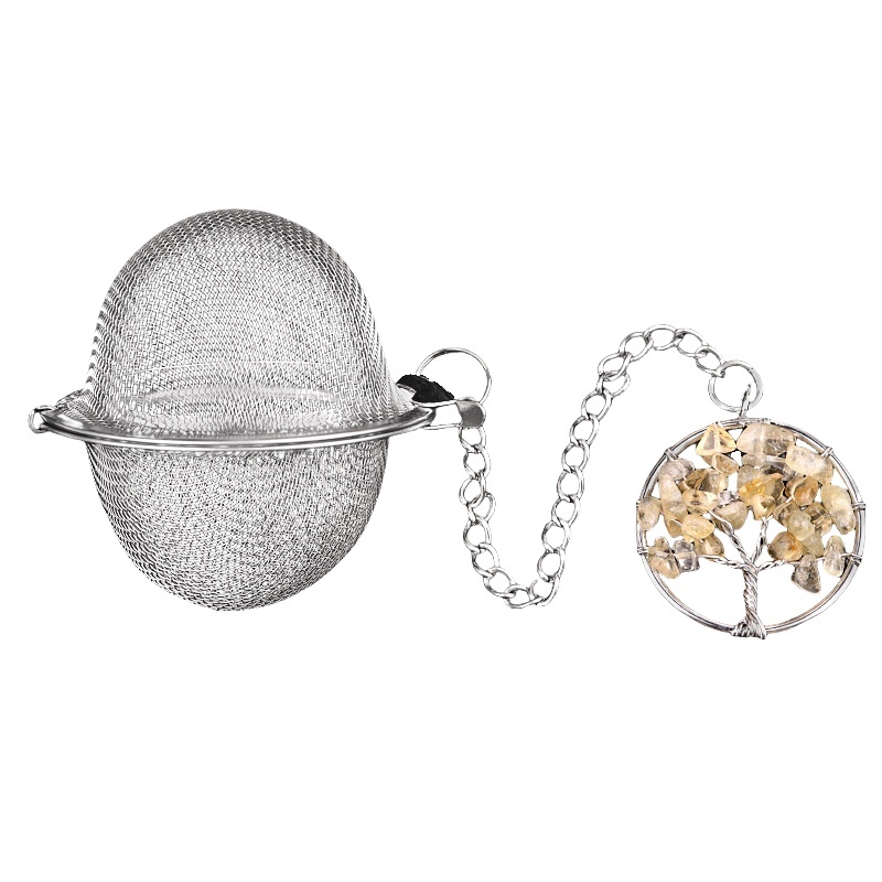 30mm  Chip Gemstone Life of tree Pendant Charms Stainless Steel Mesh Tea Ball