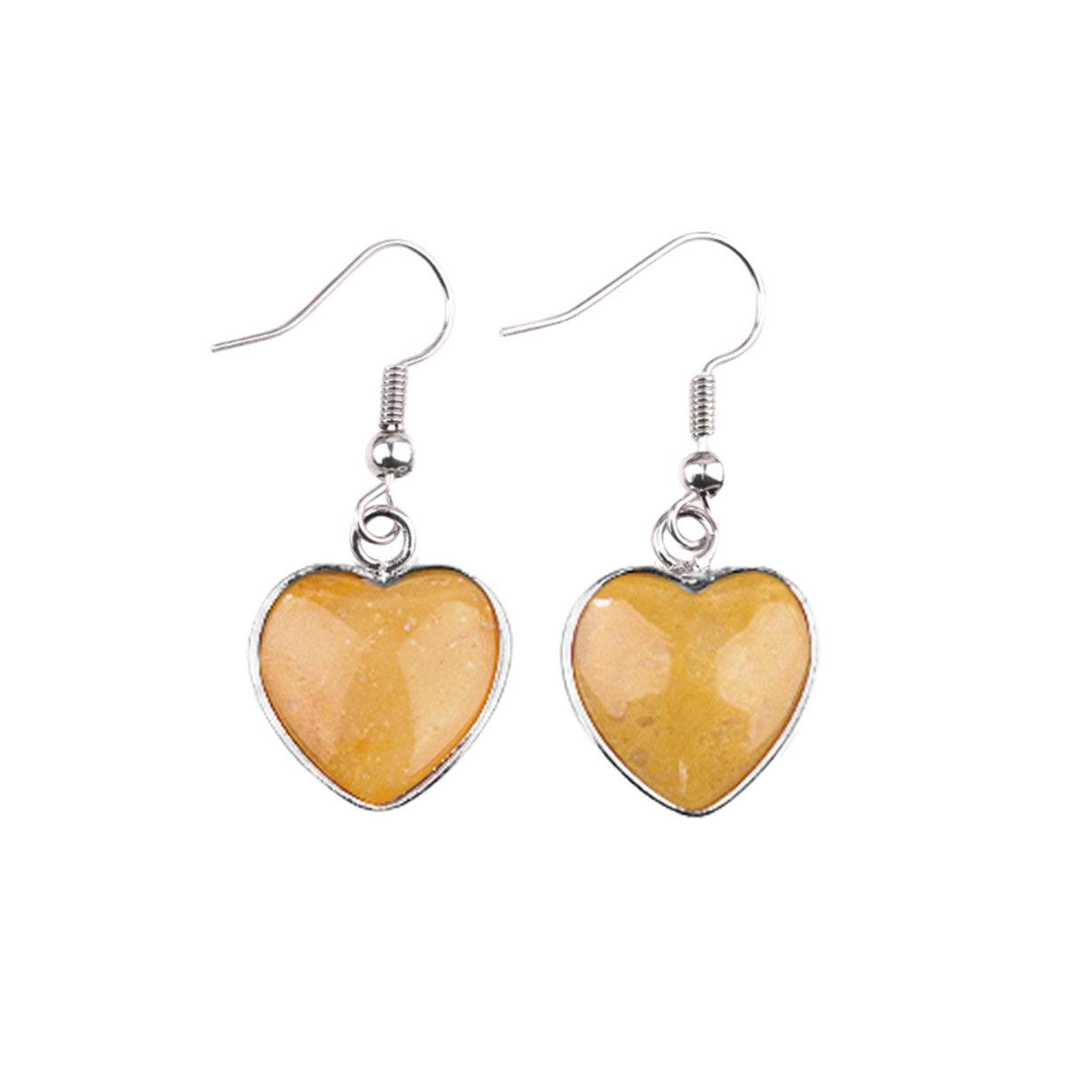 Silver 15MM Heart Gemstone Pendant Charms Drop Earrings for Women Girl