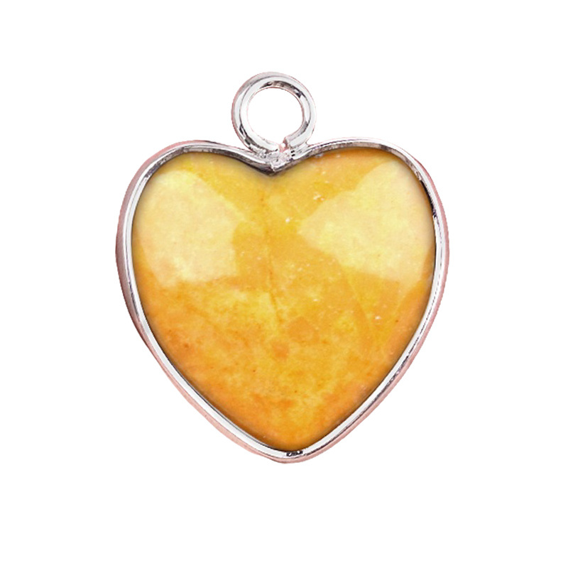 15MM Heart Gemstone Pendant Charms For Making Jewelry Earrings 1PCS