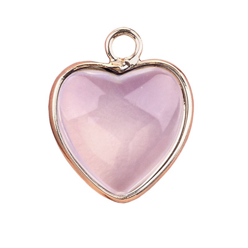 15MM Heart Gemstone Pendant Charms For Making Jewelry Earrings 1PCS