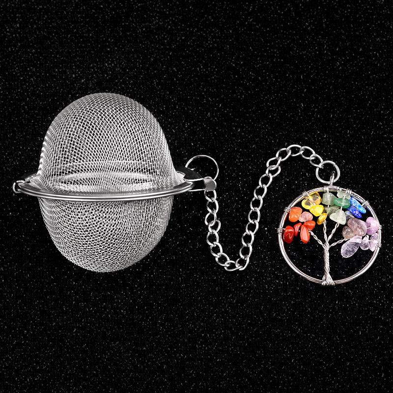 30mm  Chip Gemstone Life of tree Pendant Charms Stainless Steel Mesh Tea Ball