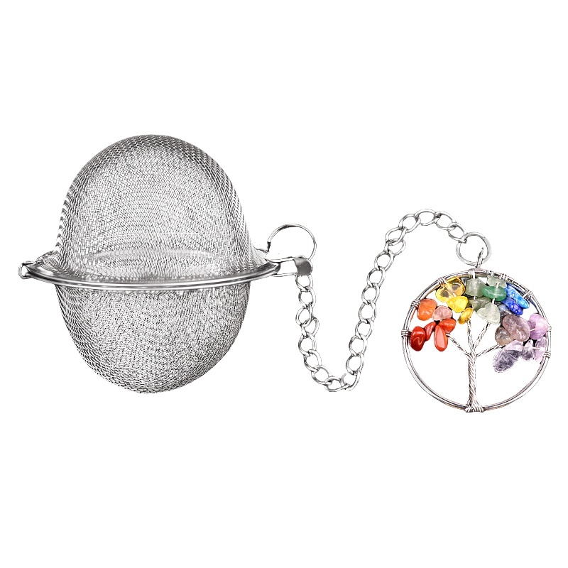 30mm  Chip Gemstone Life of tree Pendant Charms Stainless Steel Mesh Tea Ball