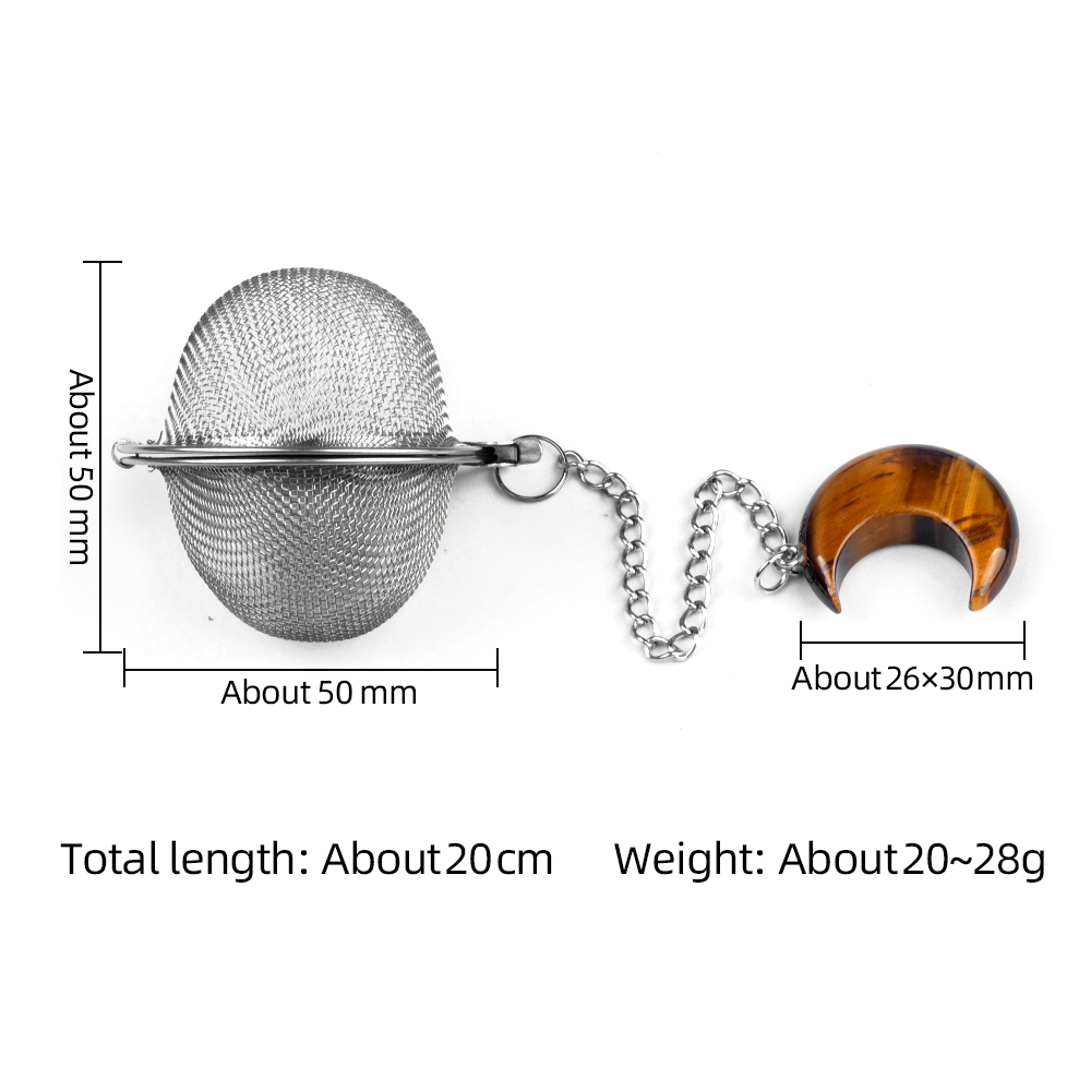 30MM Moon Gemstone Pendant Charms Stainless Steel Mesh Tea Ball