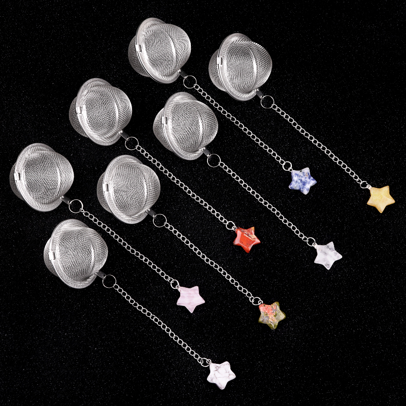 20MM Star Gemstone Pendant Charms Stainless Steel Mesh Tea Ball