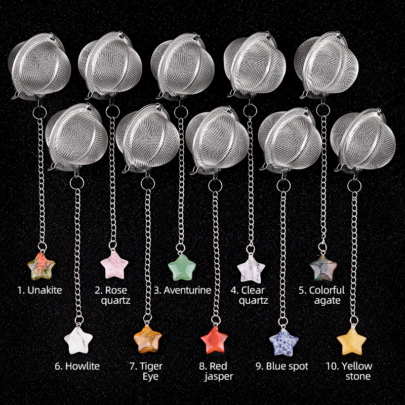 20MM Star Gemstone Pendant Charms Stainless Steel Mesh Tea Ball