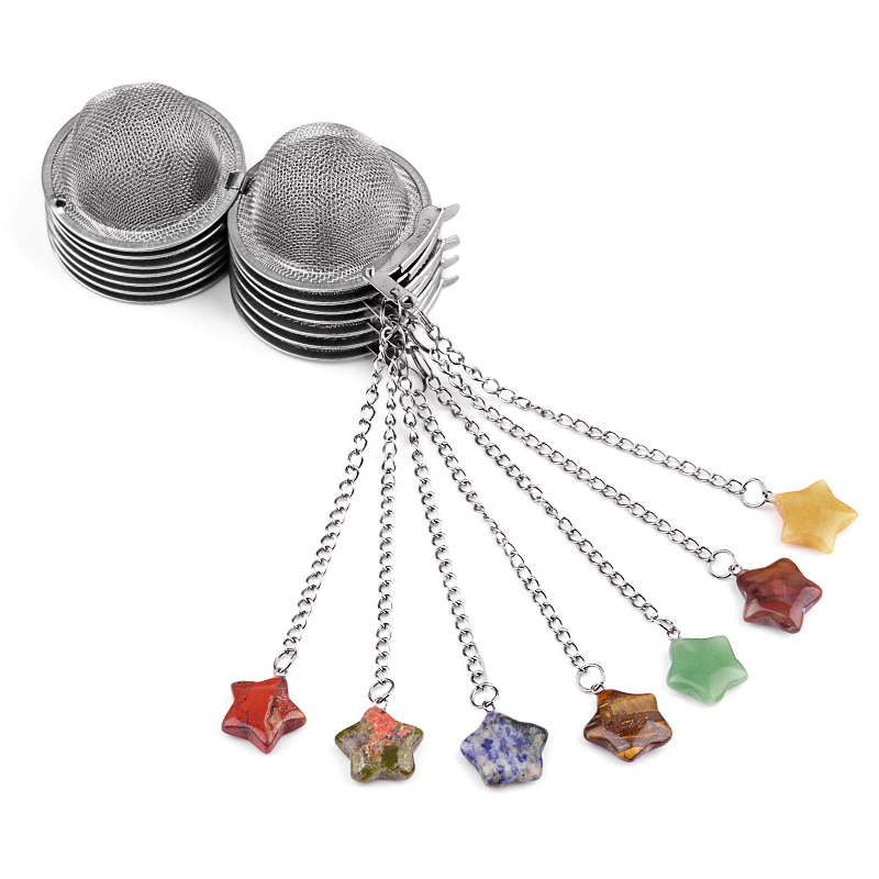 20MM Star Gemstone Pendant Charms Stainless Steel Mesh Tea Ball