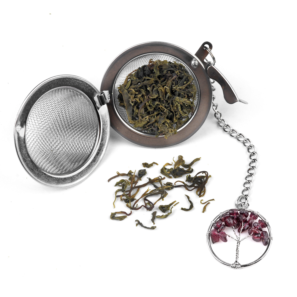 30mm  Chip Gemstone Life of tree Pendant Charms Stainless Steel Mesh Tea Ball