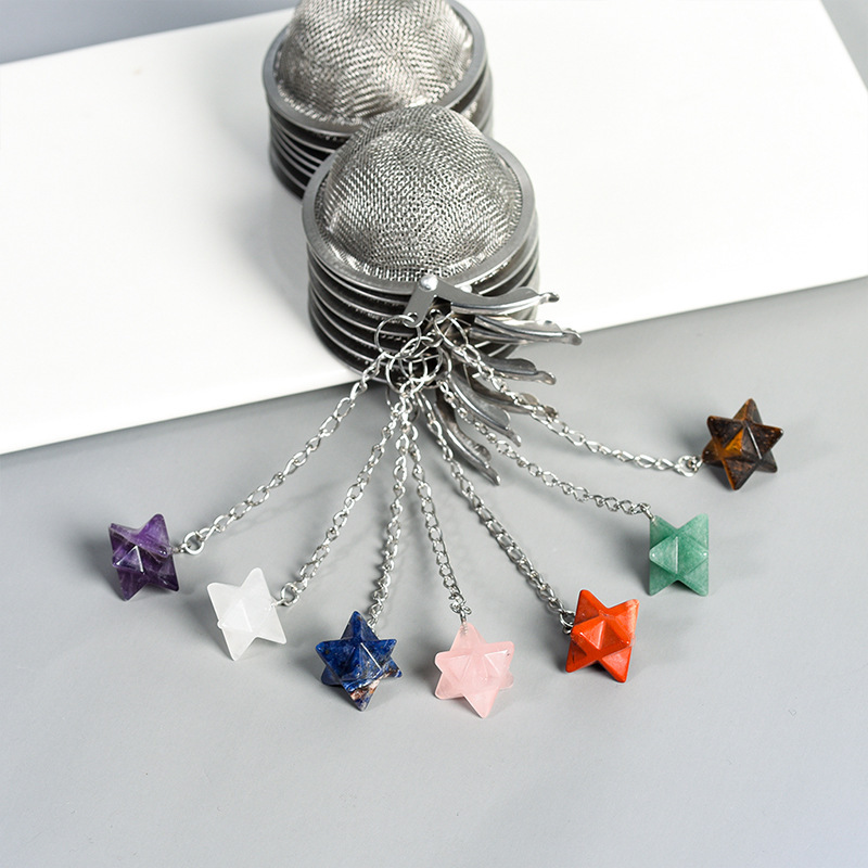 20MM Merkaba Gemstone Pendant Charms Stainless Steel Mesh Tea Ball
