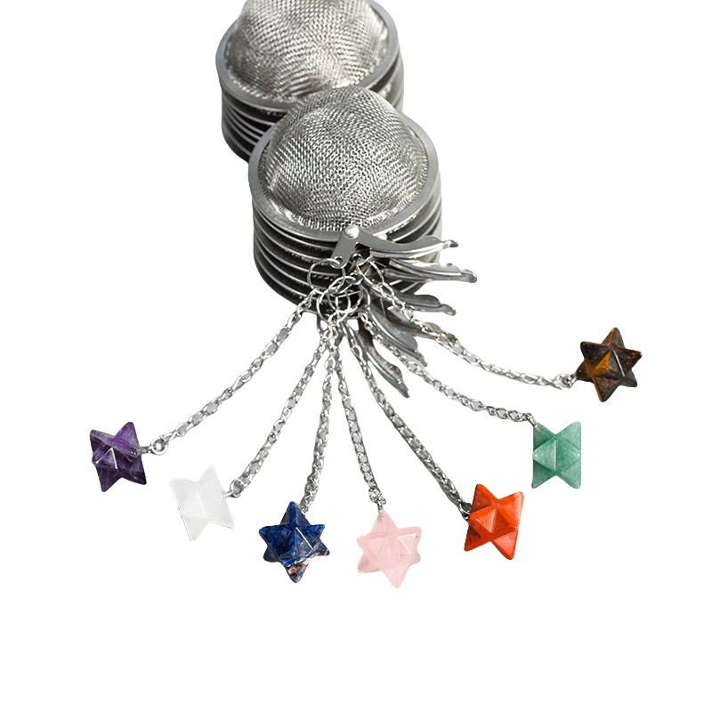 20MM Merkaba Gemstone Pendant Charms Stainless Steel Mesh Tea Ball