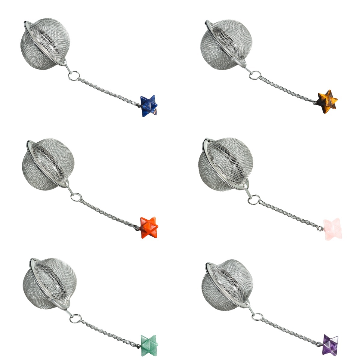 20MM Merkaba Gemstone Pendant Charms Stainless Steel Mesh Tea Ball