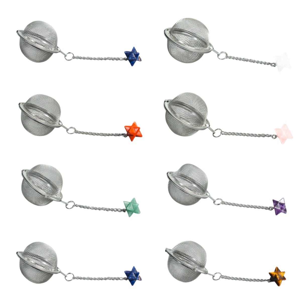Green Aventurine 20MM Merkaba Gemstone Pendant Charms Stainless Steel Mesh Tea Ball