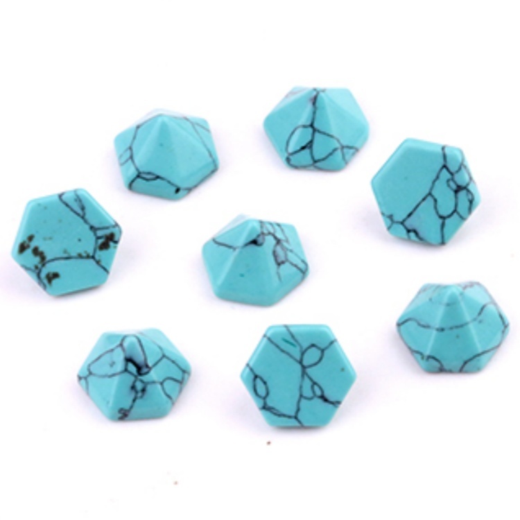 Handmade Craved Hexagonal Pyramid Cabochons Beads (10x16mm) for Making Jewelry