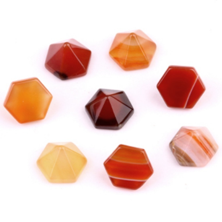 Handmade Craved Hexagonal Pyramid Cabochons Beads (10x16mm) for Making Jewelry