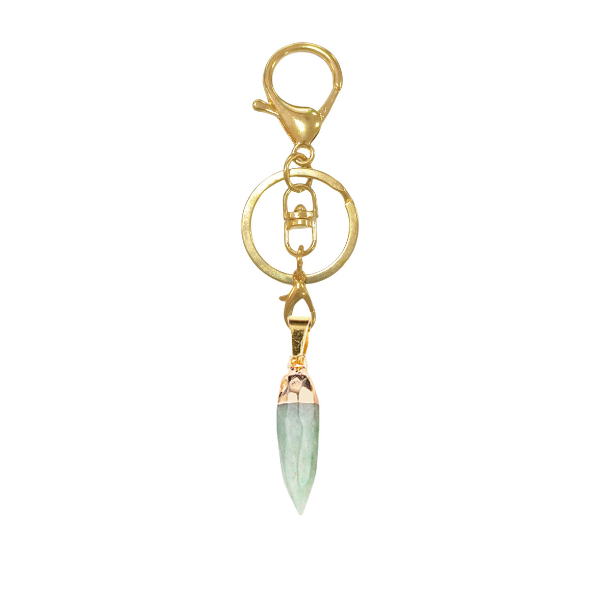 Handmade Craved Faceted Chili Gold Stone Pendant keychain