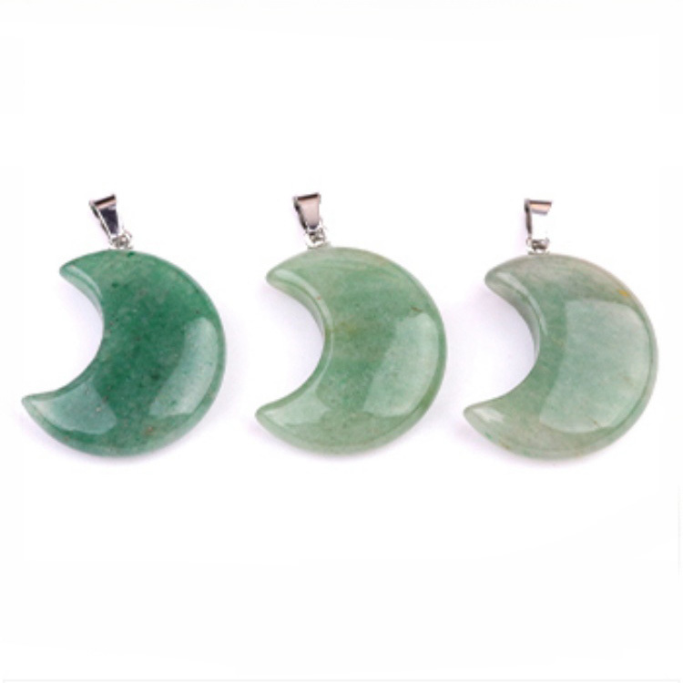 30MM Moon Stone Pendant Necklace 45CM Black Cord