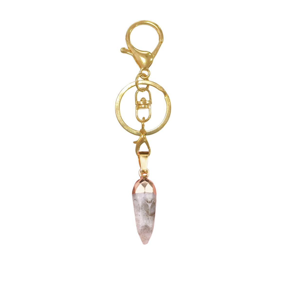 Handmade Craved Faceted Chili Gold Stone Pendant keychain