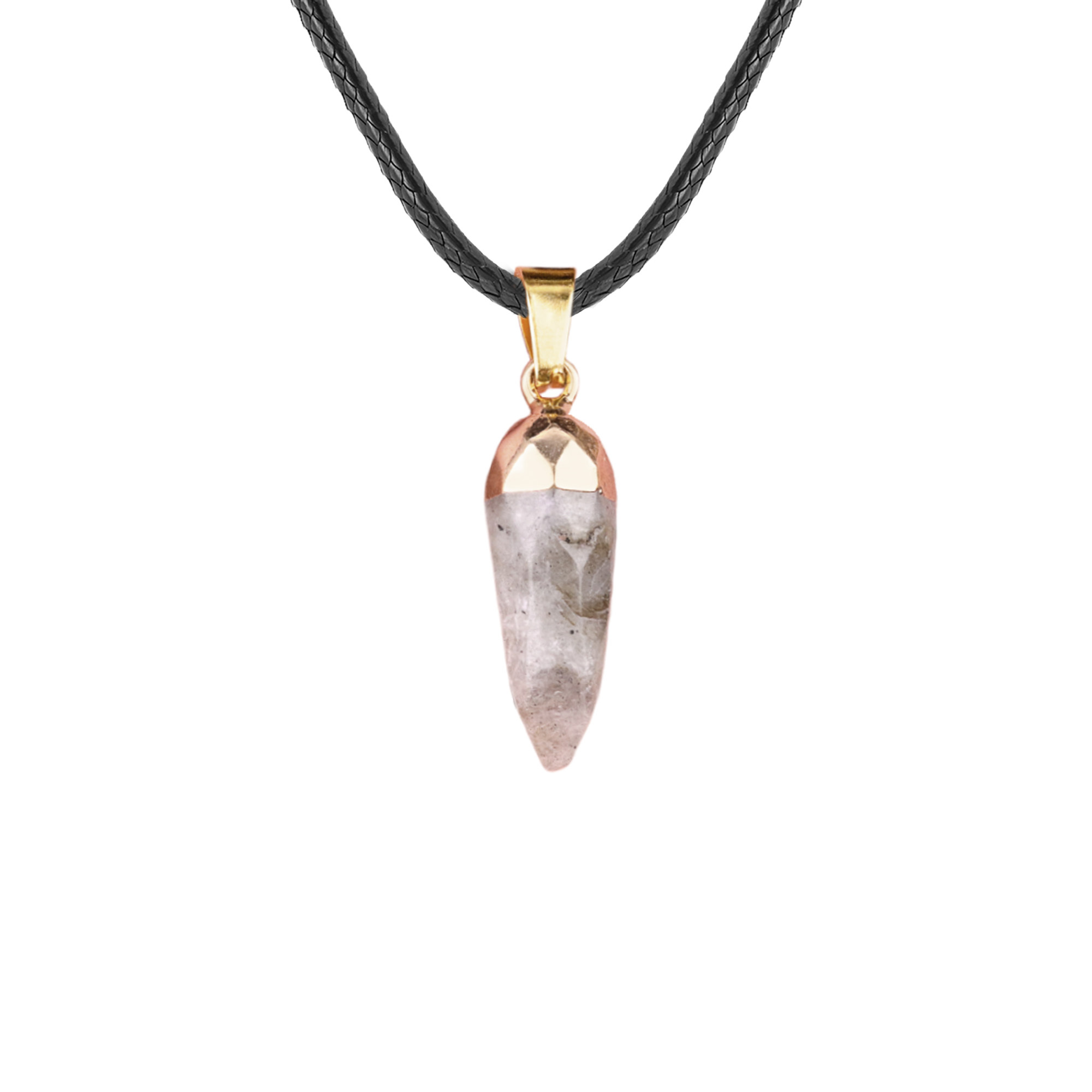 Handmade Craved Faceted Chili Gold Stone Pendant  Necklace 45CM Black Cord