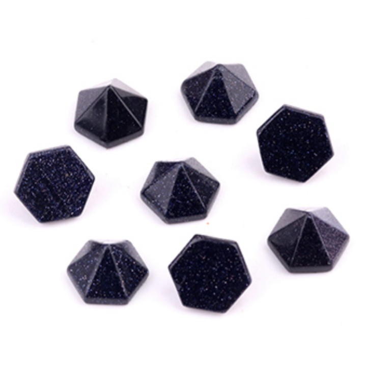 Handmade Craved Hexagonal Pyramid Cabochons Beads (10x16mm) for Making Jewelry
