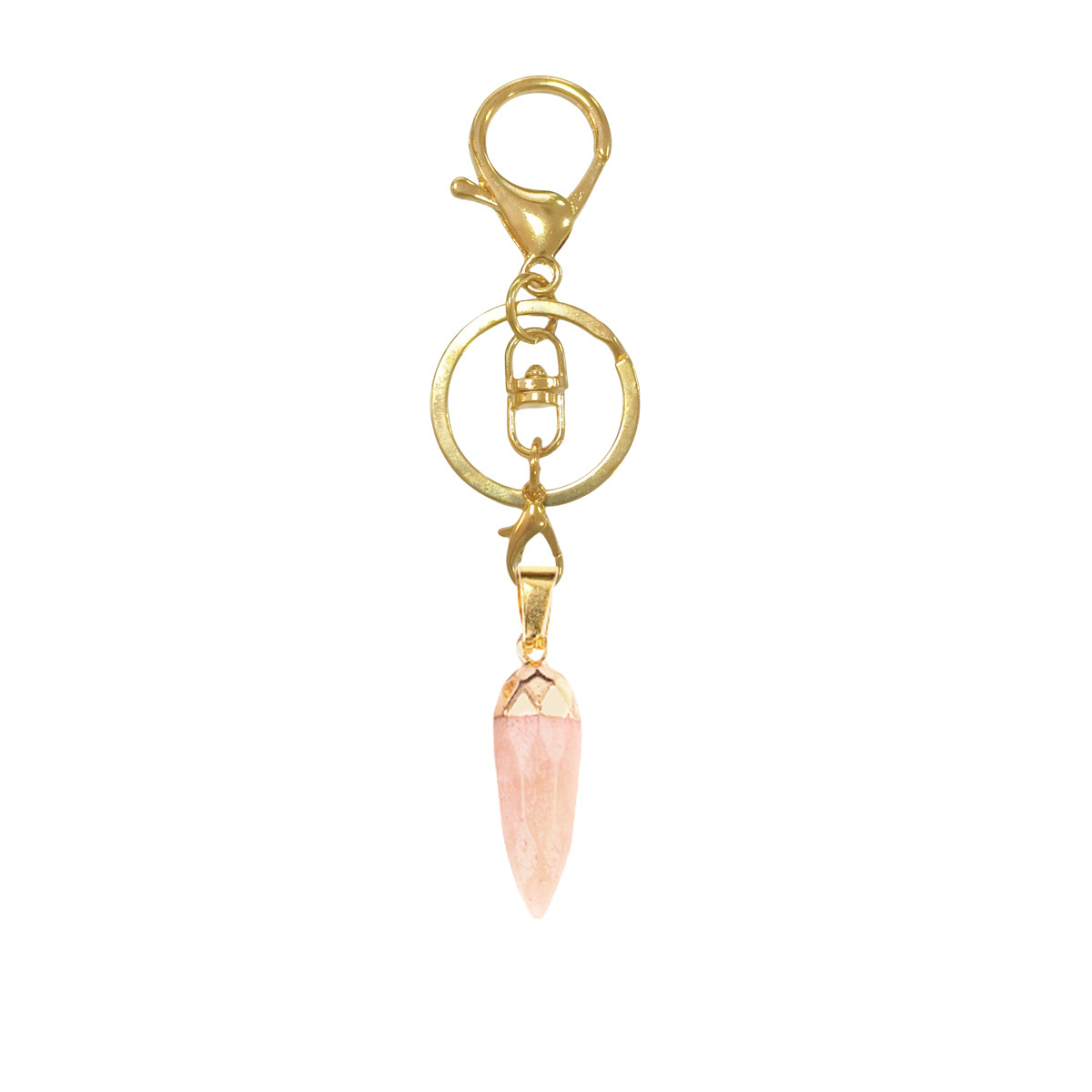 Handmade Craved Faceted Chili Gold Stone Pendant keychain