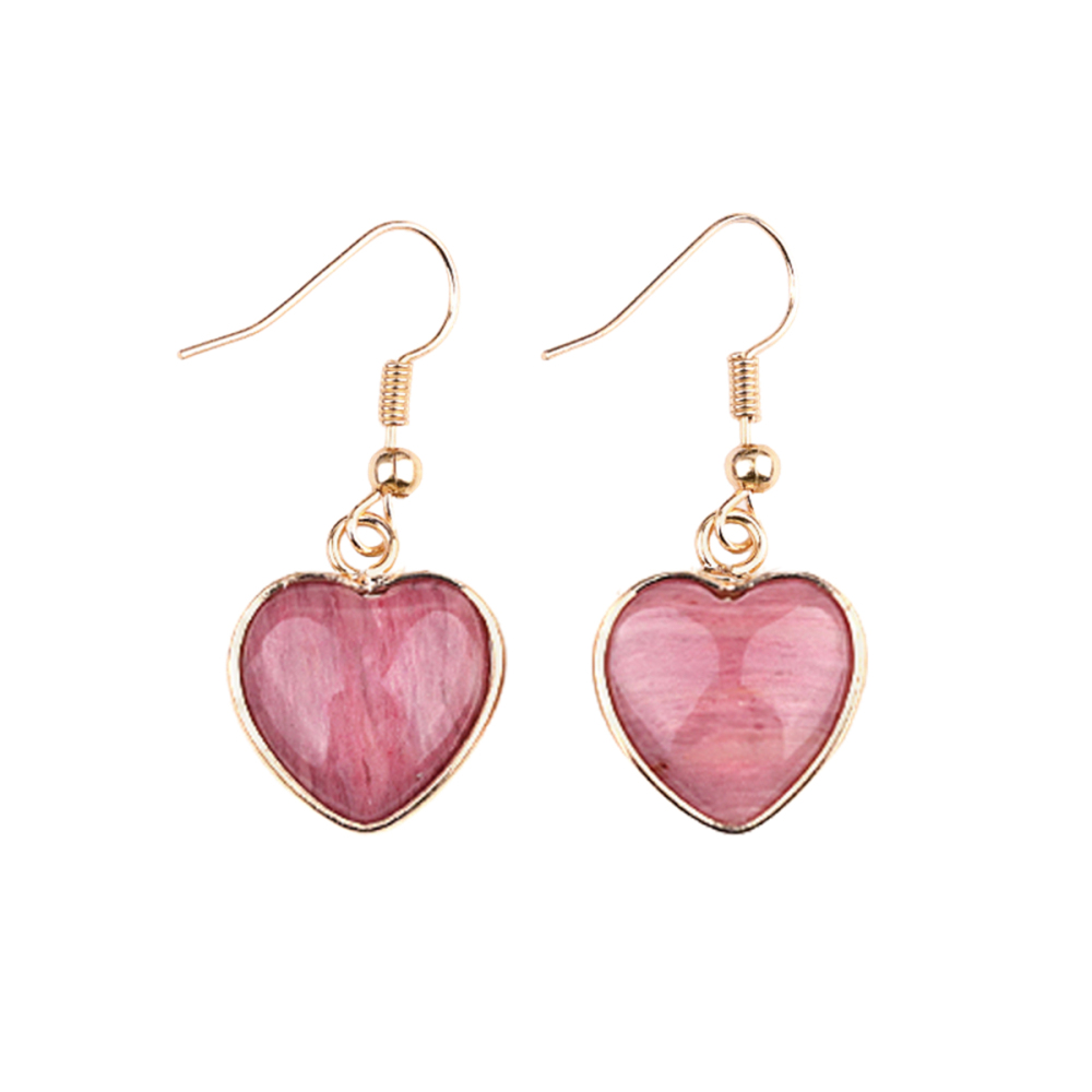Turquoise Gold 15MM Heart Gemstone Pendant Charms Drop Earrings for Women Girl