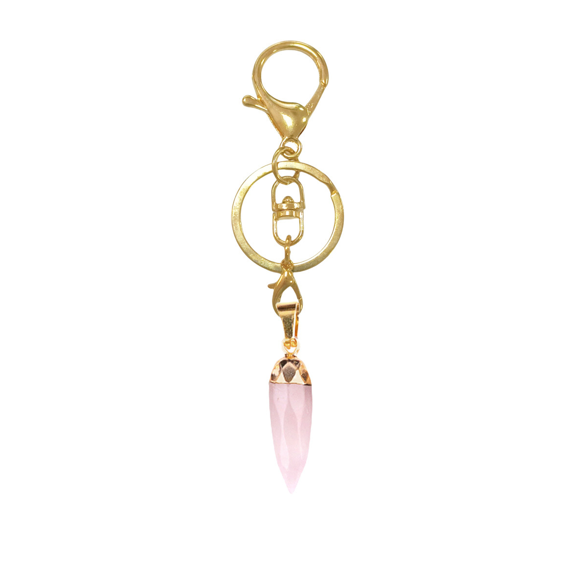 Handmade Craved Faceted Chili Gold Stone Pendant keychain