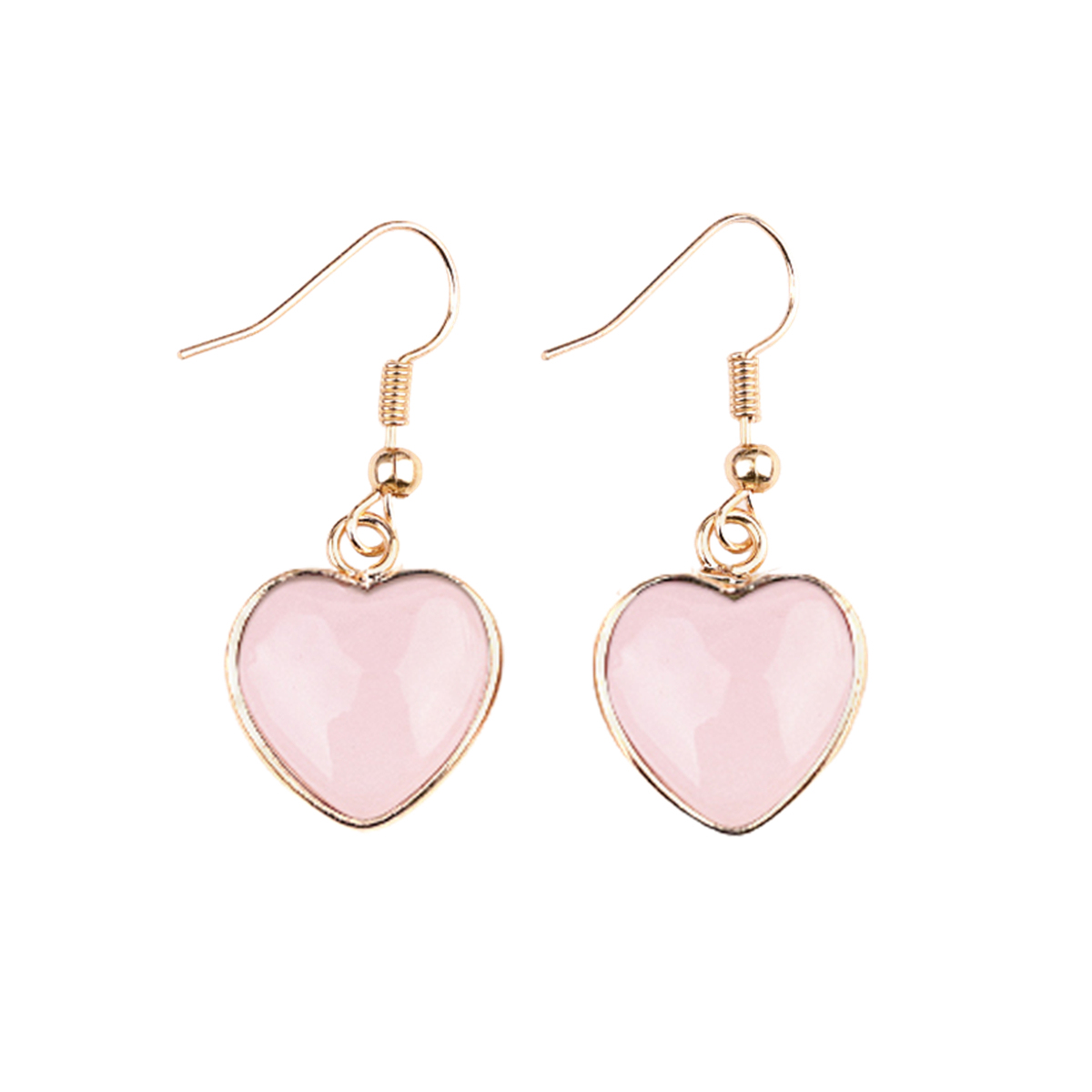 Gold 15MM Heart Gemstone Pendant Charms Drop Earrings for Women Girl
