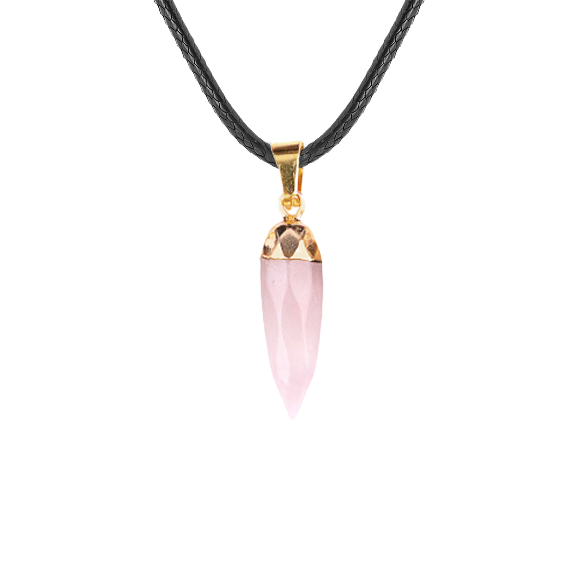 Handmade Craved Faceted Chili Gold Stone Pendant  Necklace 45CM Black Cord