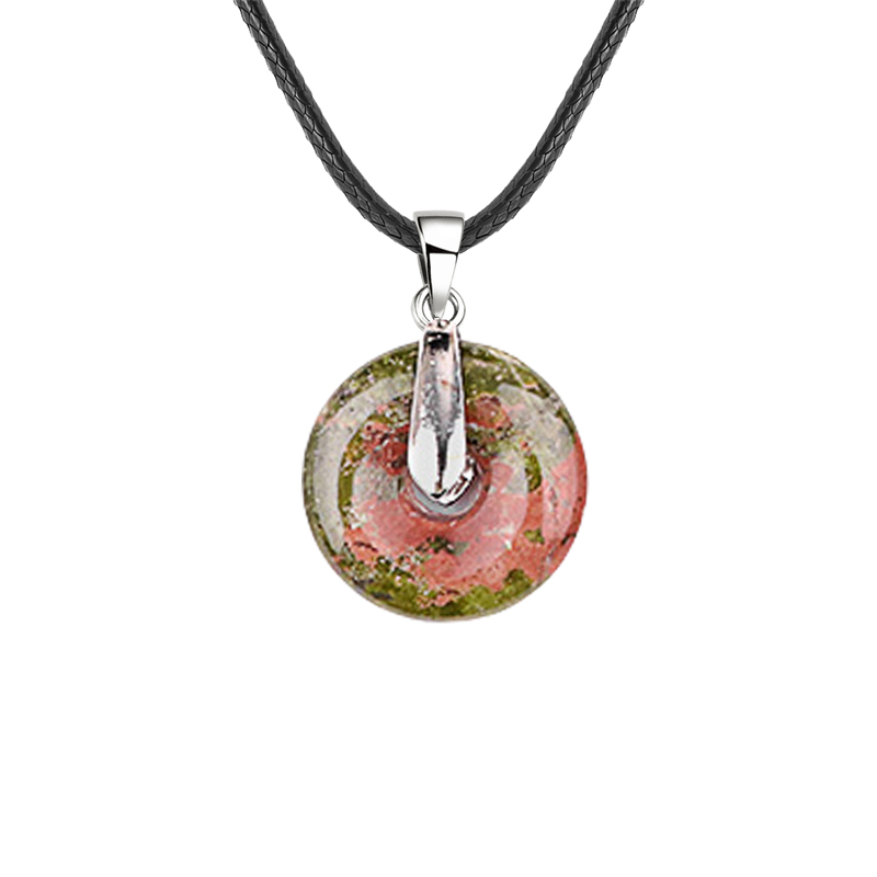 20MM Coin Stone Pendant for Making Jewelry Silver Clasp Pingan Charms