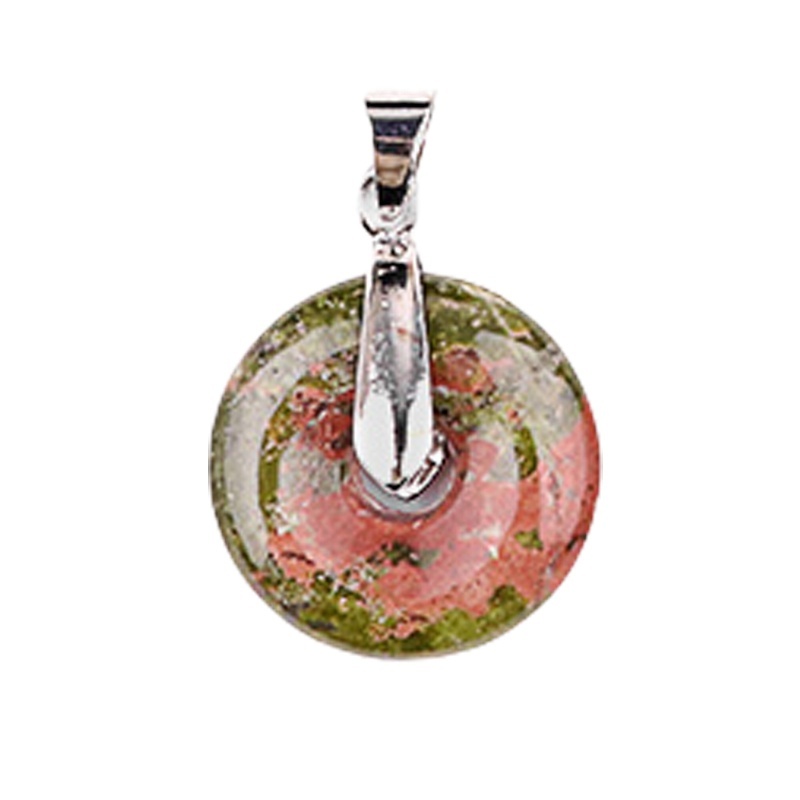 20MM Coin Stone Pendant for Making Jewelry Silver Clasp Pingan Charms