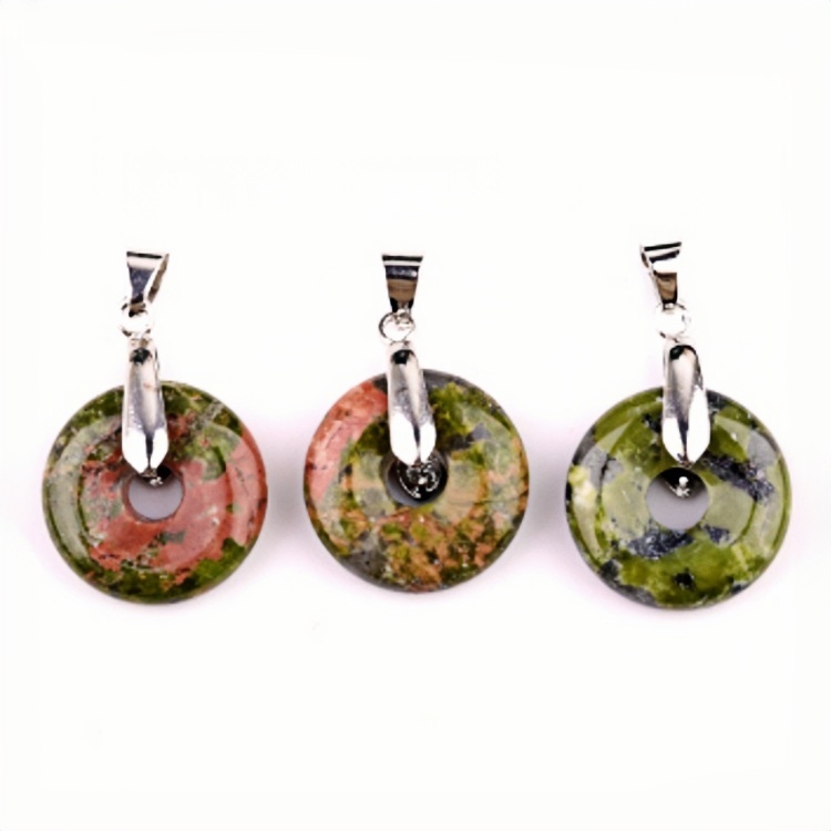 20MM Coin Stone Pendant for Making Jewelry Silver Clasp Pingan Charms