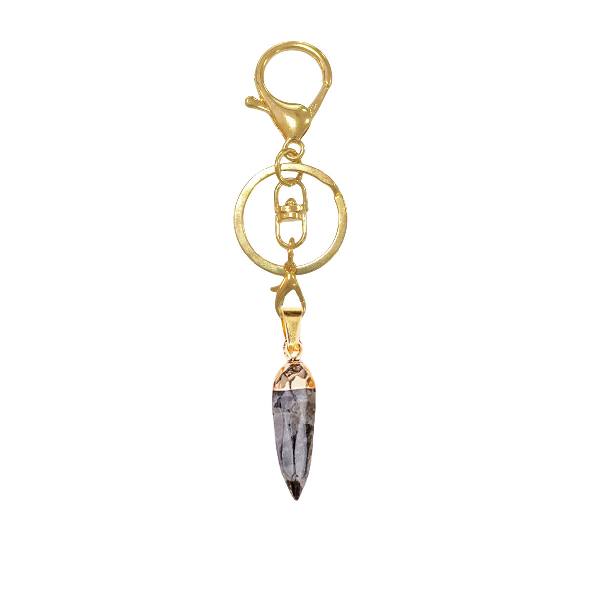 Handmade Craved Faceted Chili Gold Stone Pendant keychain