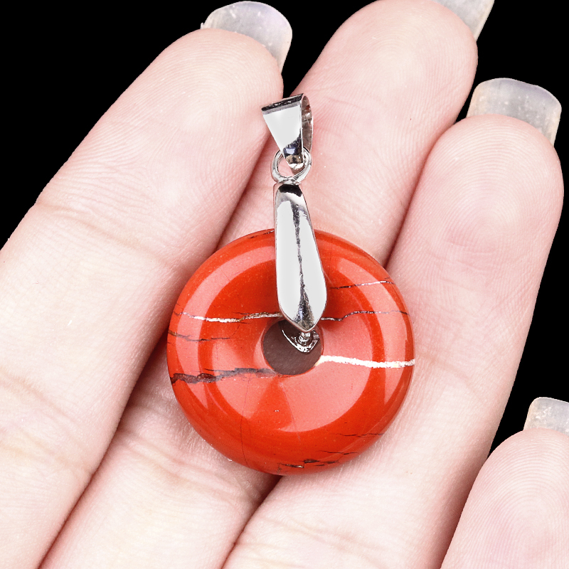 20MM Coin Stone Pendant for Making Jewelry Silver Clasp Pingan Charms