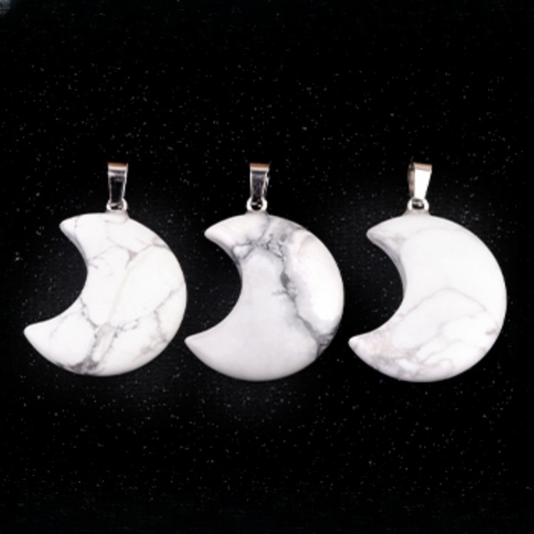 30MM Moon Stone Pendant Necklace 45CM Black Cord