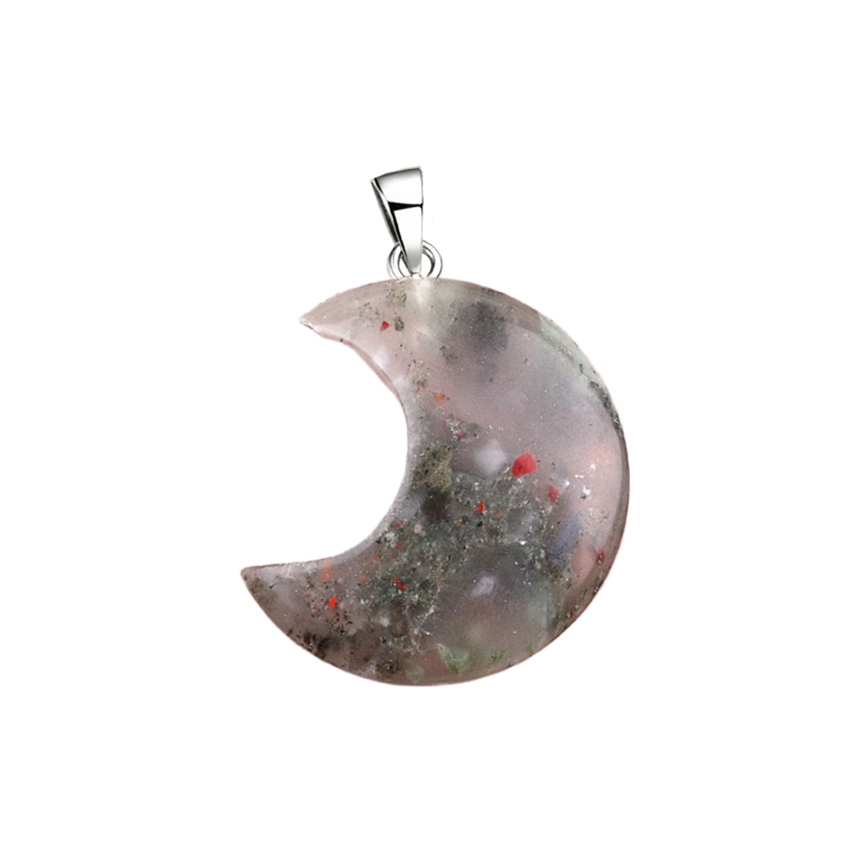 30MM Moon Stone Pendant Necklace 45CM Black Cord