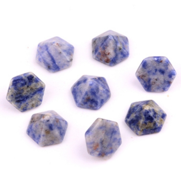 Handmade Craved Hexagonal Pyramid Cabochons Beads (10x16mm) for Making Jewelry