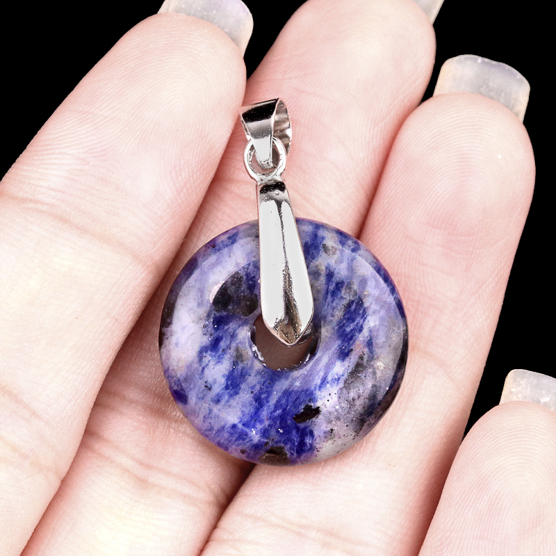 20MM Coin Stone Pendant for Making Jewelry Silver Clasp Pingan Charms